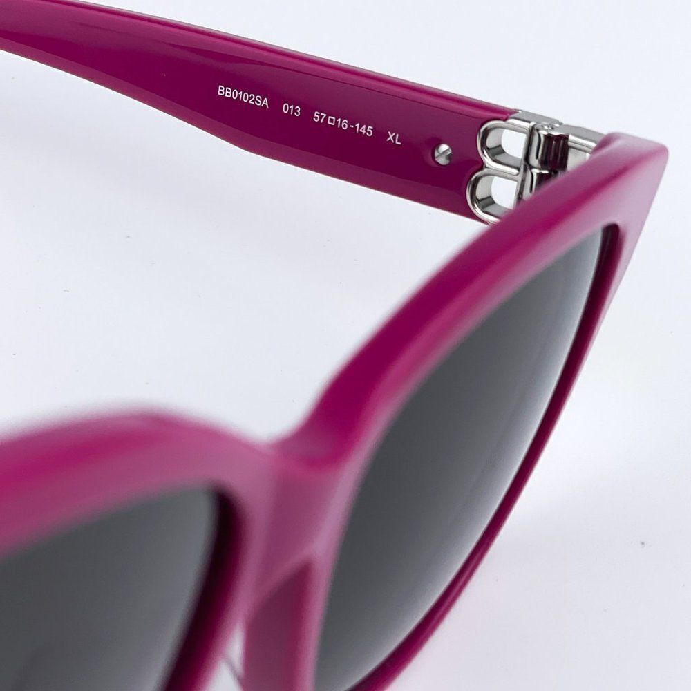 SALE! NEW Balenciaga BB0102SA 013 Fuchsia Pink Grey Square Women Sunglasses - Picture 10 of 11